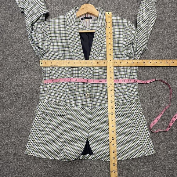 Tommy Hilfiger Womens Checkered Plaid Blazer Size 6 Preppy Style - Picture 6 of 6